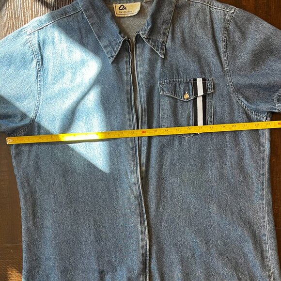 Carolina Bay Vintage Blue Denim Zip Front Short Sleeve Blouse Size XL - Picture 5 of 6